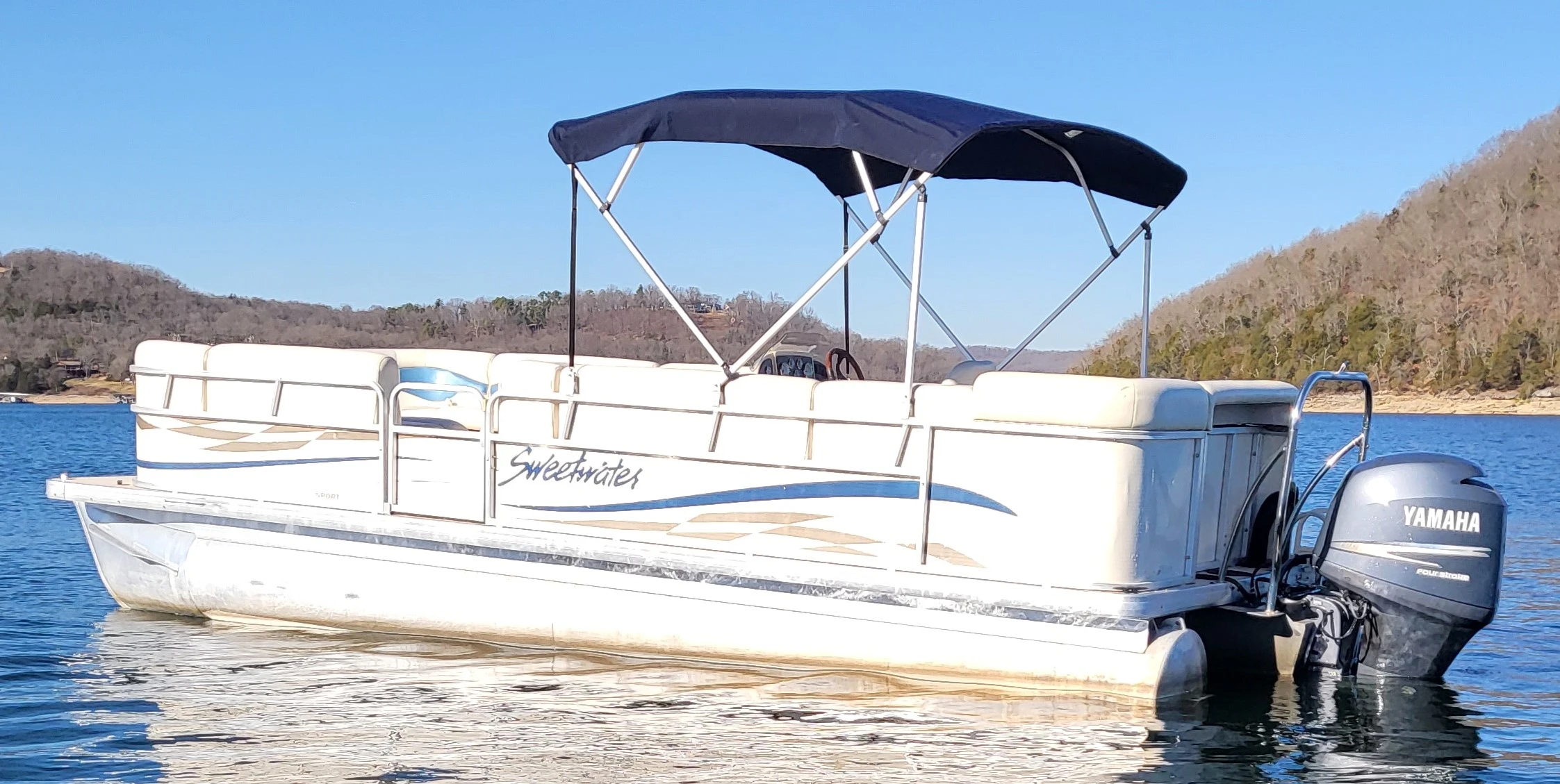 High Performance Pontoon Boat at Lost Bridge Marina on Beaver Lake in NW Arkansas