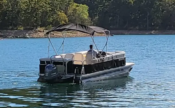 High Performance Pontoon Boat at Lost Bridge Marina on Beaver Lake in NW Arkansas
